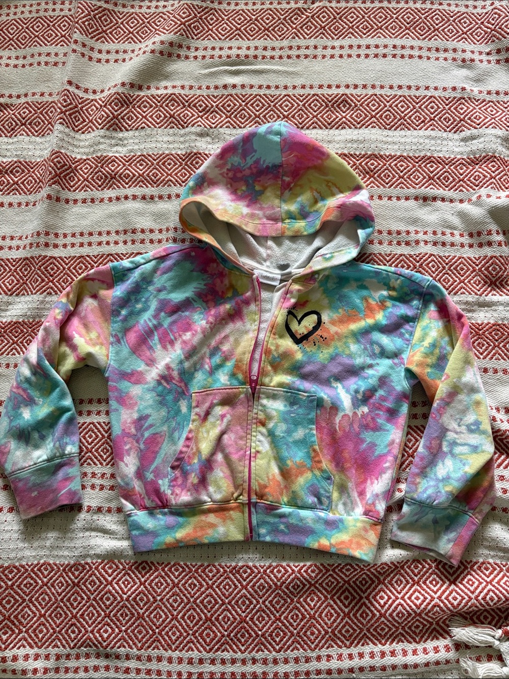 Place Tie-Dye Zip Hoodie in Pink, Blue, Yellow, Green